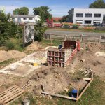 Einschalung f&uuml;r das vorgesehene Fundament