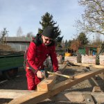 Vorbereitungsmontage für den Dachstuhl